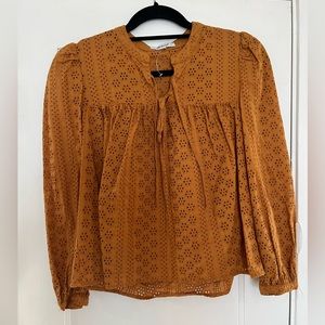 Madewell rusty orange eyelet lace blouse XS 100% cotton